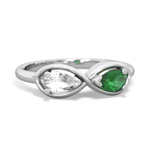 white topaz-emerald infinity ring