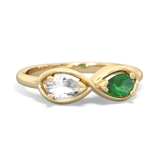 white topaz-emerald infinity ring