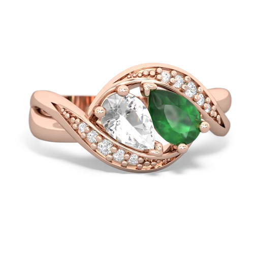 white topaz-emerald keepsake curls ring