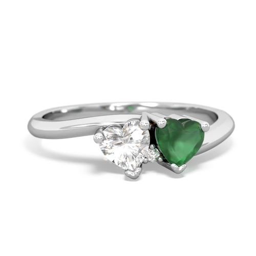 white topaz-emerald sweethearts promise ring