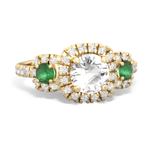 White Topaz Genuine White Topaz with Genuine Emerald and Lab Created Emerald Regal Halo ring Ring