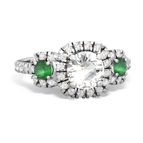 white topaz-emerald three stone regal ring