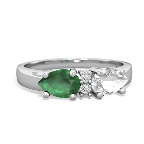 white topaz-emerald timeless ring