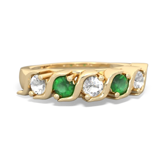 white topaz-emerald timeless ring