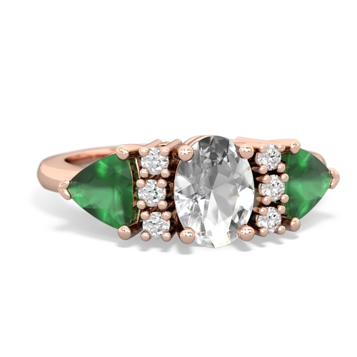 White Topaz Genuine White Topaz with Genuine Emerald and Genuine Tanzanite Antique Style Three Stone ring Ring