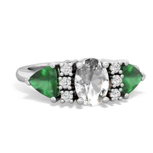 white topaz-emerald timeless ring