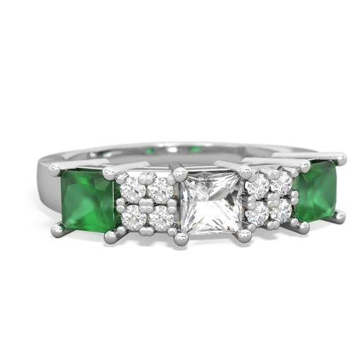 white topaz-emerald timeless ring