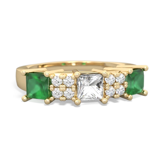 white topaz-emerald timeless ring