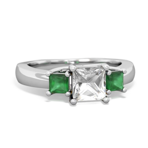 white topaz-emerald timeless ring