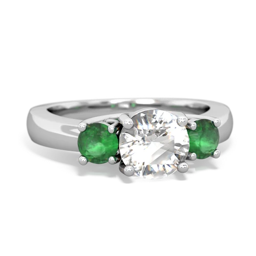 white topaz-emerald timeless ring