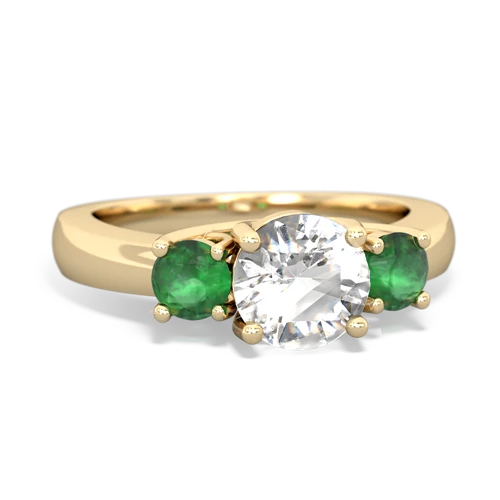 white topaz-emerald timeless ring