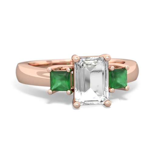 white topaz-emerald timeless ring