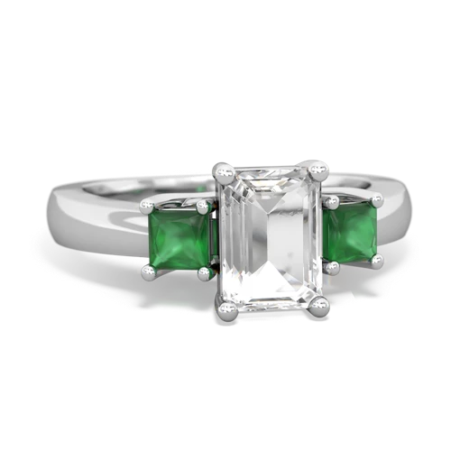 white topaz-emerald timeless ring