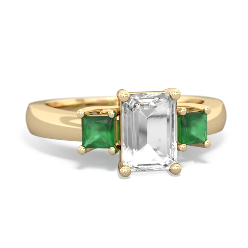 white topaz-emerald timeless ring