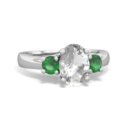 white topaz-emerald timeless ring