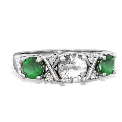 White Topaz Genuine White Topaz with Genuine Emerald and Genuine Tanzanite Hugs and Kisses ring Ring