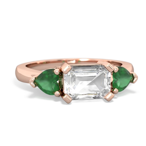 White Topaz Genuine White Topaz with Genuine Emerald and Lab Created Pink Sapphire Three Stone ring Ring