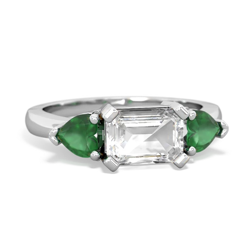 white topaz-emerald timeless ring