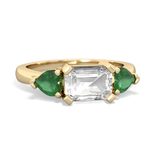 white topaz-emerald timeless ring