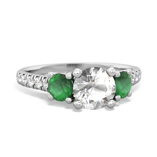 white topaz-emerald trellis pave ring