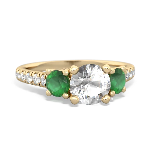 white topaz-emerald trellis pave ring
