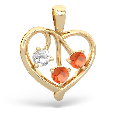 white topaz-fire opal love heart pendant