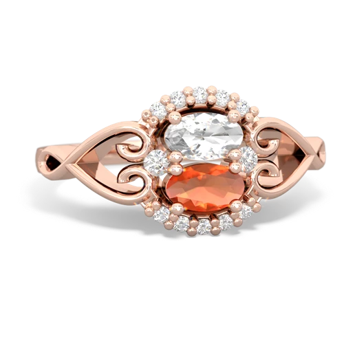 white topaz-fire opal antique keepsake ring