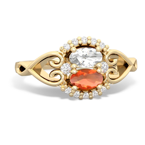 white topaz-fire opal antique keepsake ring