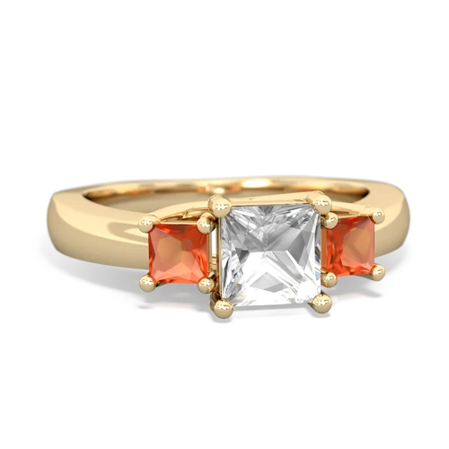 white topaz-fire opal timeless ring