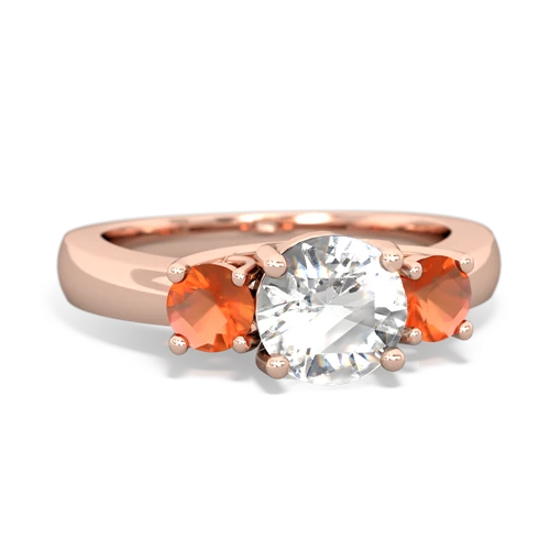 white topaz-fire opal timeless ring