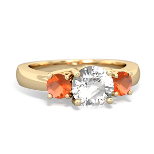 white topaz-fire opal timeless ring