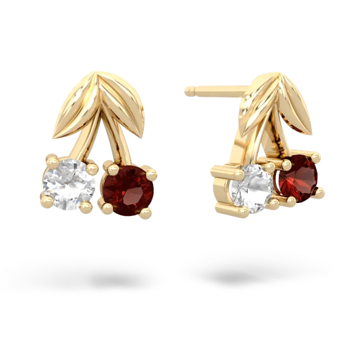 white topaz-garnet cherries earrings