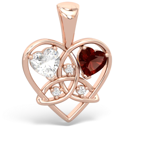 white topaz-garnet celtic heart pendant