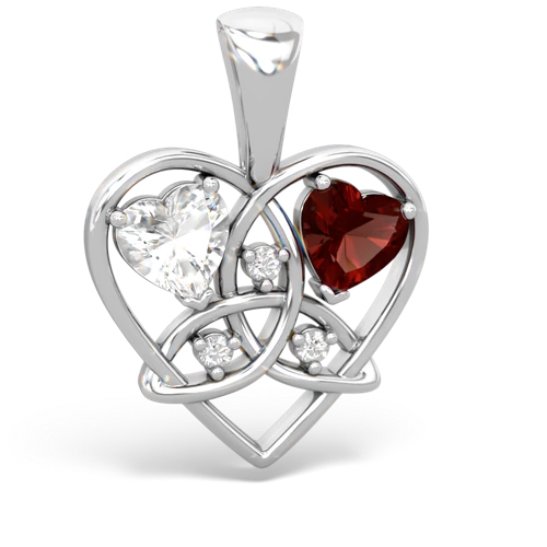white topaz-garnet celtic heart pendant