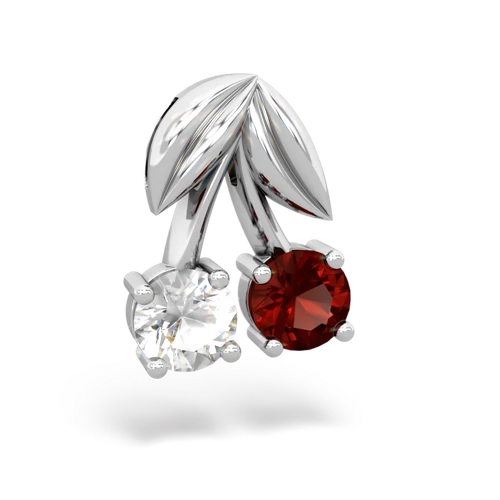 white topaz-garnet cherries pendant