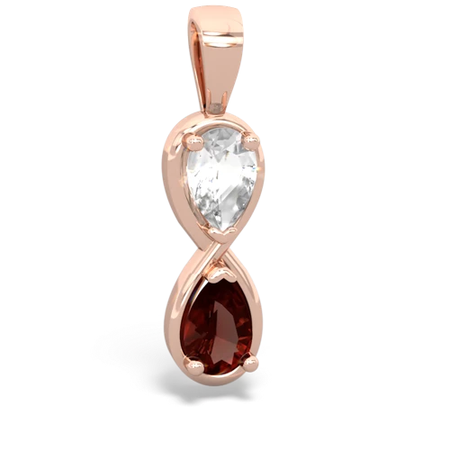 white topaz-garnet infinity pendant