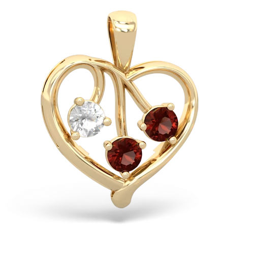 white topaz-garnet love heart pendant