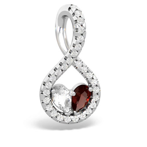 white topaz-garnet pave twist pendant