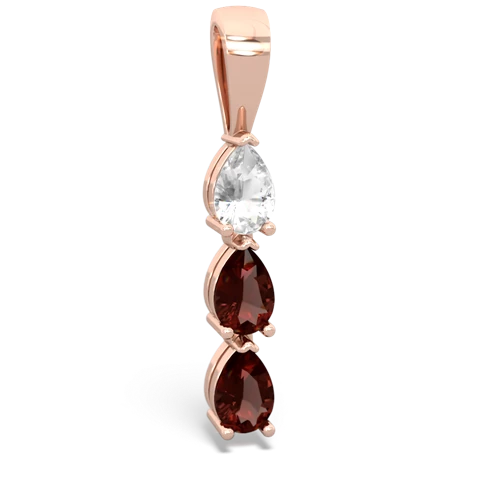 white topaz-garnet three stone pendant