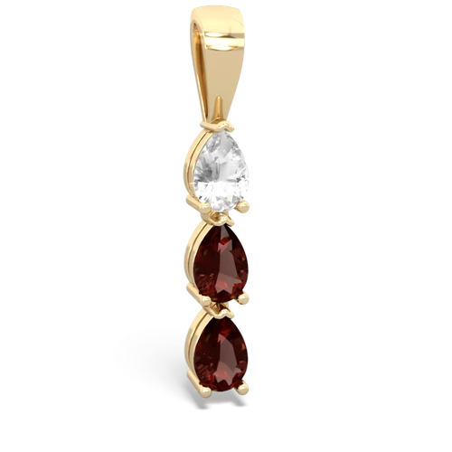 white topaz-garnet three stone pendant