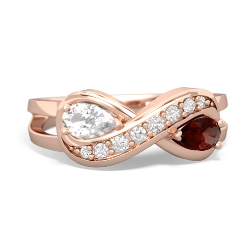 white topaz-garnet diamond infinity ring