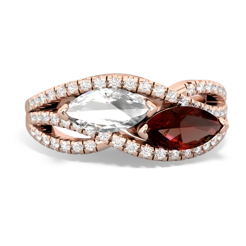 White Topaz Genuine White Topaz with Genuine Garnet Diamond Rivers ring Ring