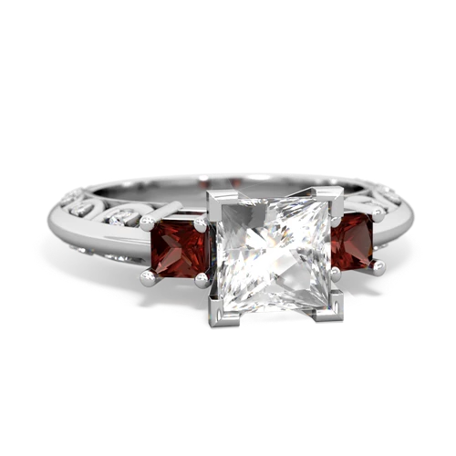 White Topaz Genuine White Topaz with Genuine Garnet and Genuine Black Onyx Art Deco ring Ring