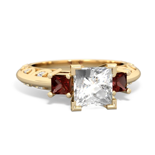 White Topaz Genuine White Topaz with Genuine Garnet and  Art Deco ring Ring