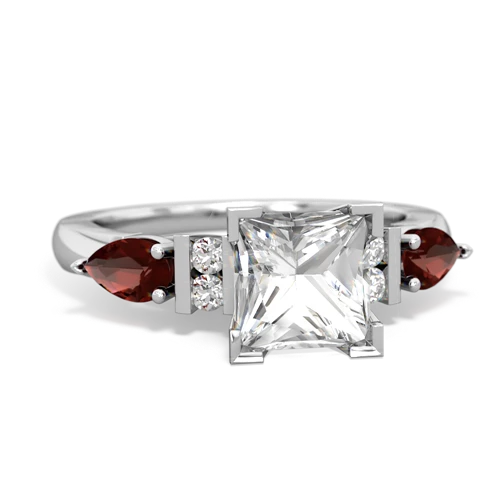 White Topaz Genuine White Topaz with Genuine Garnet and  Engagement ring Ring