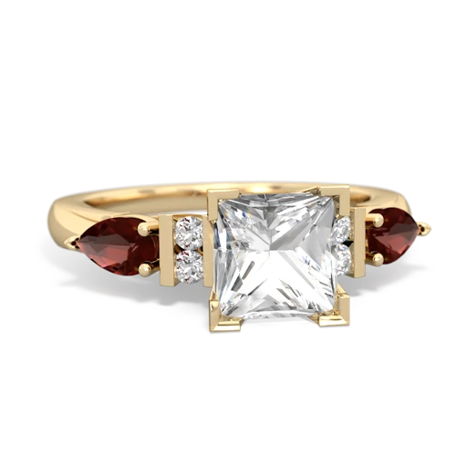 White Topaz Genuine White Topaz with Genuine Garnet and Genuine Black Onyx Engagement ring Ring