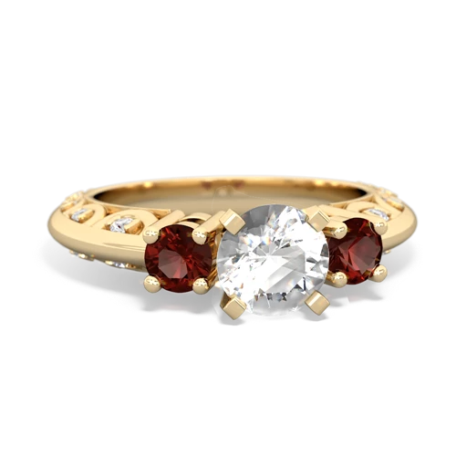 White Topaz Genuine White Topaz with Genuine Garnet Art Deco ring Ring