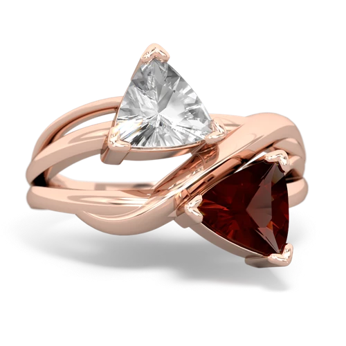 white topaz-garnet filligree ring