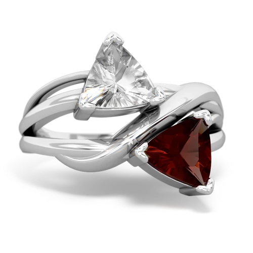 white topaz-garnet filligree ring