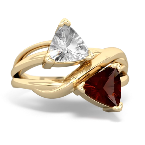 white topaz-garnet filligree ring